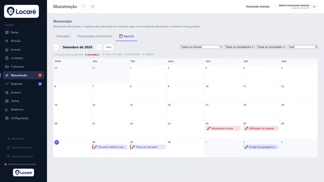 Agenda da manutenção
