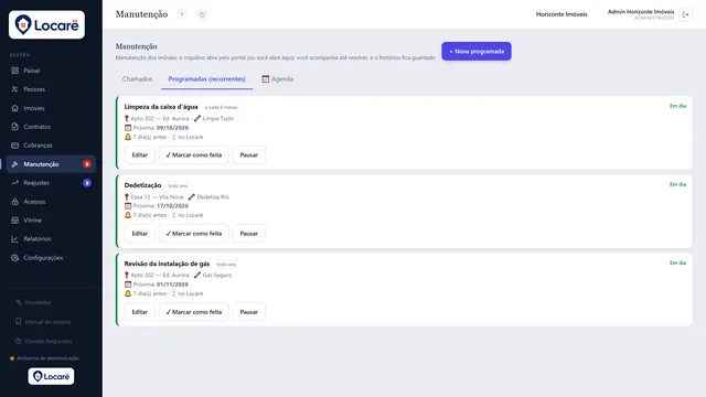 Manutenções programadas
