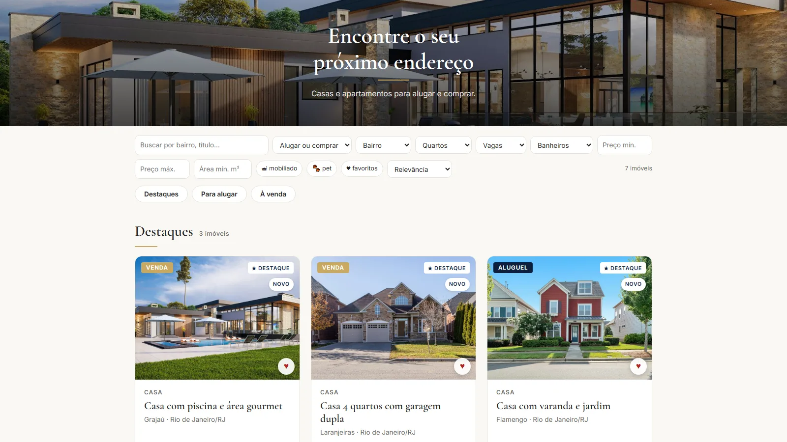 Vitrine do Locarë: página pública de imóveis com a marca da imobiliária
